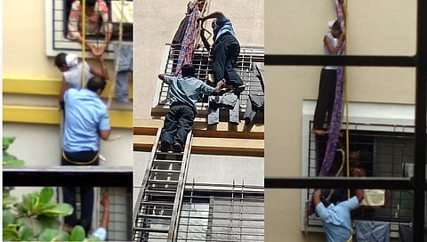 Video: ग्रीलमध्ये अडकलेल्या मुलीची चित्तथरारक सुटका; अग्निशमनाचे रेस्क्यू ऑपरेशन