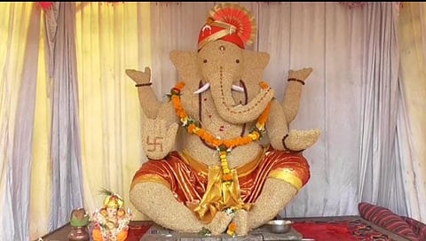 कामरगाव गणेश मंडळाने सोयाबीनपासून पर्यावरणपूरक बनविला इकोफ्रेंडली बाप्पा...