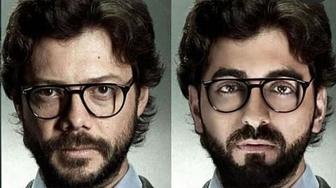 आयुष्यामान खुराना अगदी मनी हाईस्टच्या प्रोफेसर सारखाच दिसतोय. विशेष म्हणजे त्यालाही ही भुमिका करण्याची इच्छा त्याने याअगोदर बोलुन दाखवली होती.