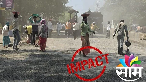 साम इम्पॅक्ट: बीड शहरातील मुख्य महामार्गावरील खड्डे बुजवण्यास सुरुवात...