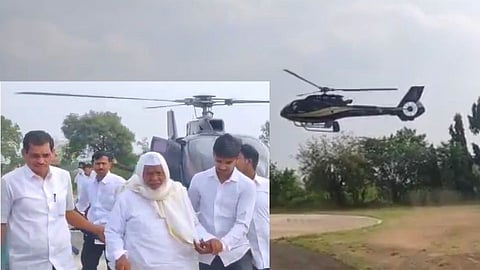 Pandharpur : विठुरायाच्या दर्शनासाठी वारकरी आला थेट हेलिकॉप्टरमधून... (पहा Video)