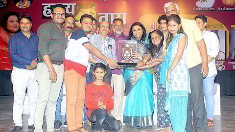 vrushaliraje bhosale feliciated satara rangkarmi group in satara city recently.