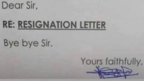 Bye Bye Sir! Unique Resignation Letter in three words goes viral