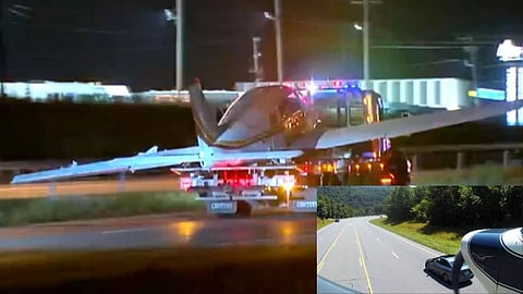 Pilot arrested after landing plane on highway