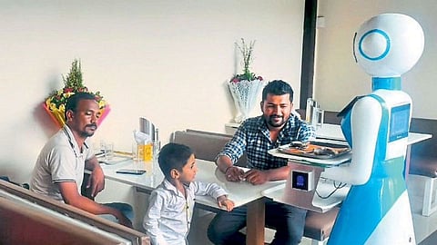 Robot Waiter in Kolhapur Restaurant