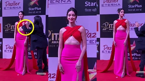 Ananya Pandey: अनन्याचा पदर नव्हता भानात, ऐन कॅमेऱ्यासमोरच झाली फजिती...