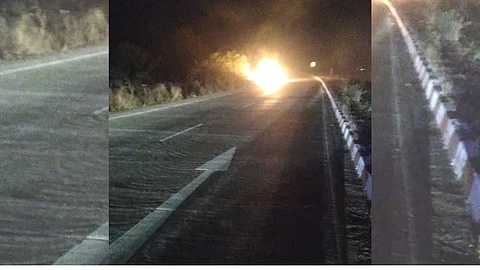 Car Catches Fire on Mumbai-Goa Highway 