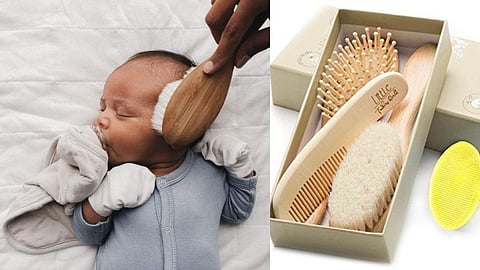 New Born Baby Hair Combing