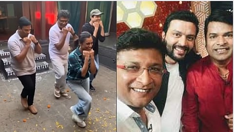 Bharat Jadhav, Ankush Chaudhari and Kedar Shinde Dance On song from movie Maharashtra Shahir