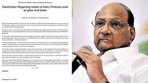 central government clarification Regarding Import of Dairy Products