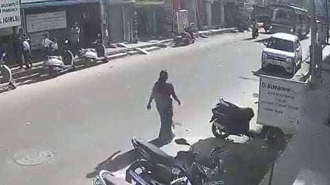 women Jumps infront of moving bus in Tamil Nadu CCTV viral