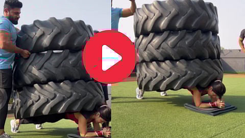 Girl Holds 3 Tyres Viral Video
