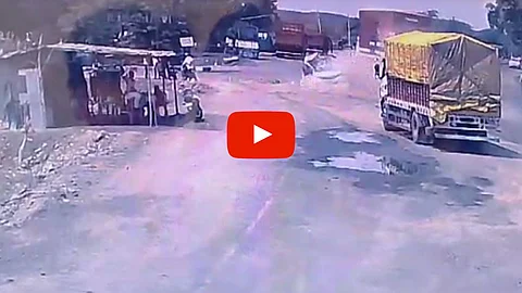 dhule container accident shocking cctv video