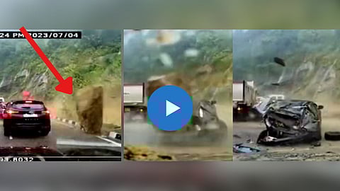 Massive Rock Smashed Car in nagaland