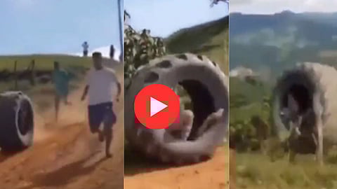 Truck Tyre Stunt With Friend