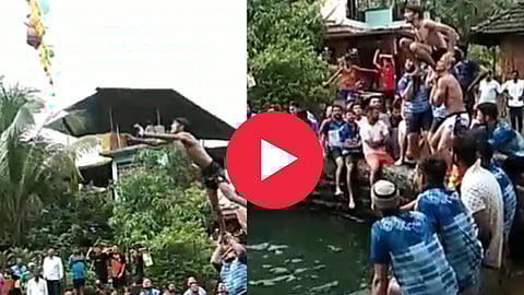 Dahihandi On Water Well