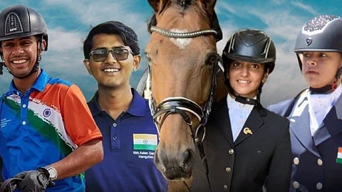 India won gold medal in Equestrian event in asian games 2023 asian games news in marathi Equestrian news in marathi