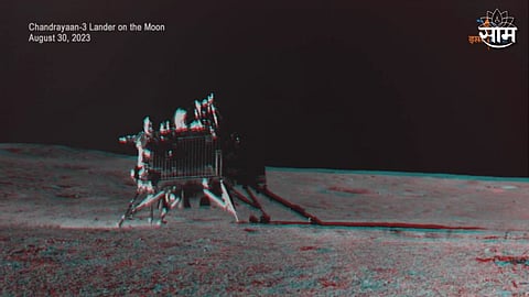 Moon Surface in Red and Blue Color