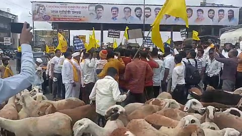 rasta roko at loni kalbhor toll naka for dhangar reservation