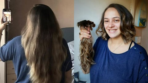 Hazel Keech Donates Hair