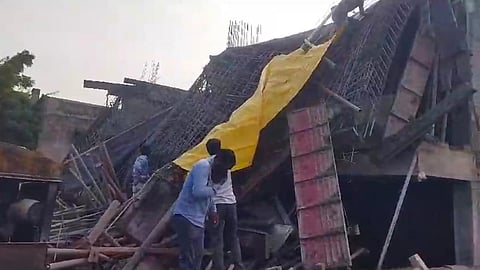 seven injured after building slab collapsed in karla near yavatmal.