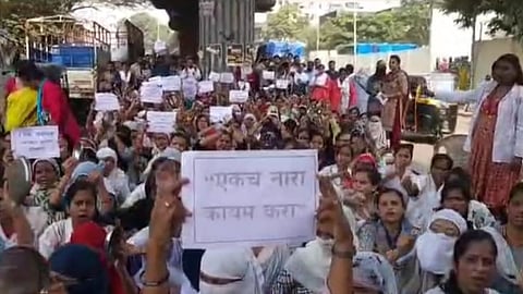 nhm contractual workers strike in bhiwandi