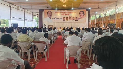 ajit pawar held meeting of ncp karyakarta for satara and madha lok sabha election 2024