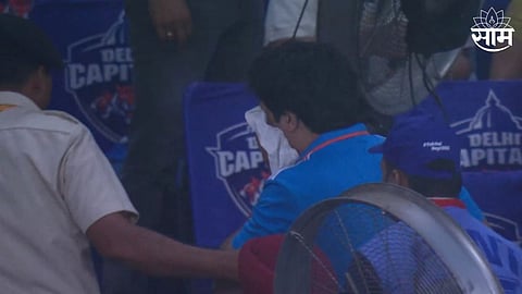 Fan got injured due to tim david six during dc vs mi match video viral amd2000