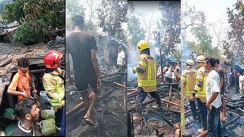 fire broke in belapur sector 8 slum area navi mumbai