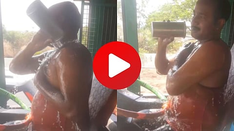 Driver Bath in Running Truck