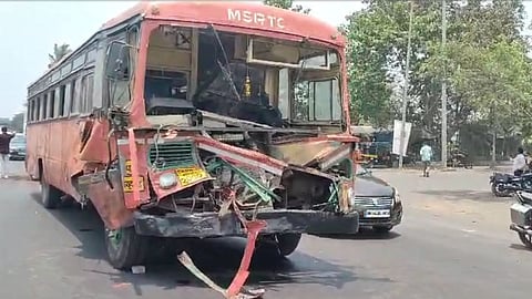 msrtc bus met with accident 20 passengers injured near panvel