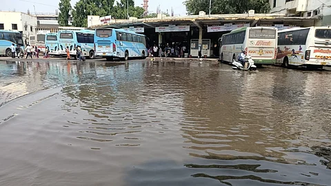 waterlogged at swargate msrtc bus stand