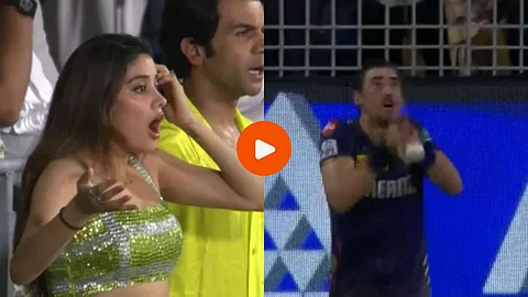 Janhvi Kapoor Reaction Video : मिचेल स्टार्कने कॅच सोडल्यानंतर जान्हवी कपूरने दिली 'अशी' रिॲक्शन, Video Viral