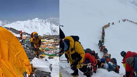 एव्हरेस्टवर ट्रॅफिक जाम; लोक लांबच लांब रांगेत ताटकळत उभे, व्हिडिओ व्हायरल