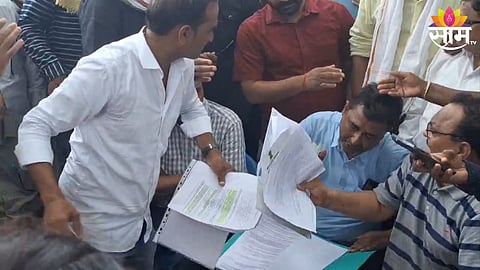 mp prathibha dhanorkar brother and congress karyakarta hits officer video viral in chandrapur