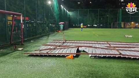 ठाण्यात मोठी दुर्घटना; फुटबॉल मैदानावर इमारतीचा पत्रा कोसळला, 6 मुलं जखमी