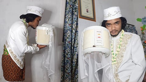 आता काय म्हणावं! लग्नासाठी मुलगी मिळेना, पठ्ठ्याने कुकरसोबत केलं लग्न, पण...