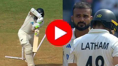 IND vs NZ 3rd Test: आकाश दीपच्या रॉकेट बॉलवर टॉम लेथमची बत्ती गुल; स्टम्प उडून पडले लांब- VIDEO