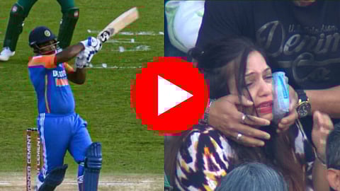 Sanju Samson Six: खूप जोरात लागला..संजूच्या षटकारामुळे महिला फॅनला रडू कोसळलं - VIDEO