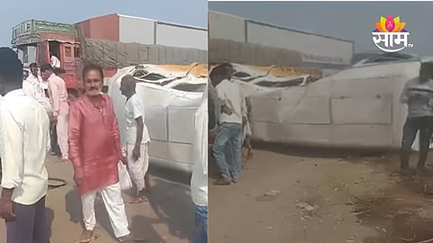 Solapur Accident: सोलापूर-पुणे महामार्गावर विचित्र अपघात, कंटेनरची बस आणि दुचाकीला धडक; तिघांचा जागीच मृत्यू