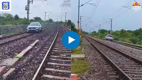 Drunk woman recklessly drives her car on railway tracks in Telangana – shocking act caught on camera and now viral