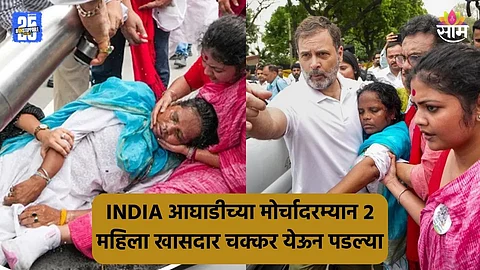 India Alliance Protest: विरोधकांच्या मोर्चादरम्यान महिला खासदार बॅरिगेट्सवर चढल्या, घोषणाबाजी करताना दोघी चक्कर येऊन पडल्या