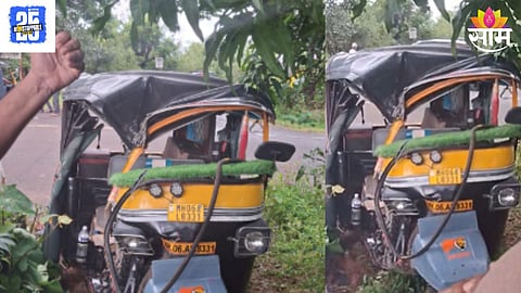 Wreckage of the auto rickshaw after a tragic accident near Kasar Malai, Raigad.