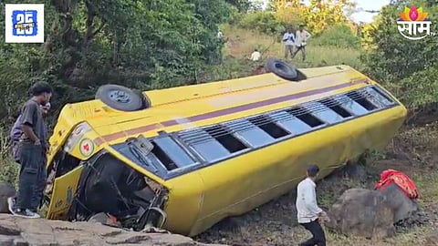 School Bus Crashes 200 Feet Down in Akkalkuwa’s Amli Bari Ghat