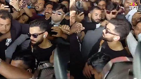 Virat Kohli airport fans crowd video viral