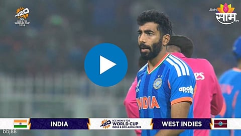 Jasprit Bumrah celebrates after dismissing Shimron Hetmyer during the ICC T20 World Cup Super 8 match at Eden Gardens, Kolkata.