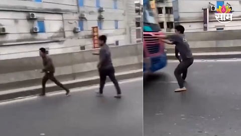 Hit by bus during dangerous stunt viral video