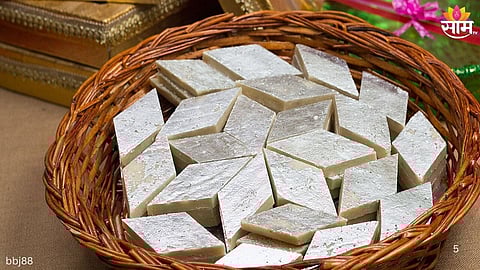 Delicious Kaju Katli pieces showcasing the rich tradition and sweetness of Indian festive desserts