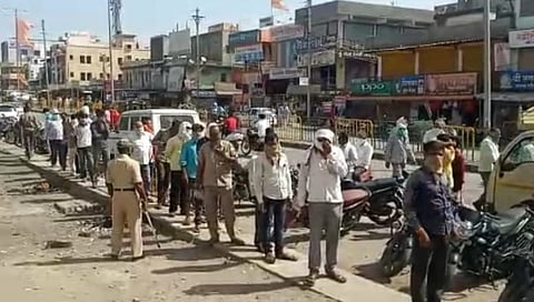 Queues Before wine shops in Majalgaon