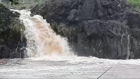 The Lingamala waterfall in Mahabaleshwar has started flowing in the month of May